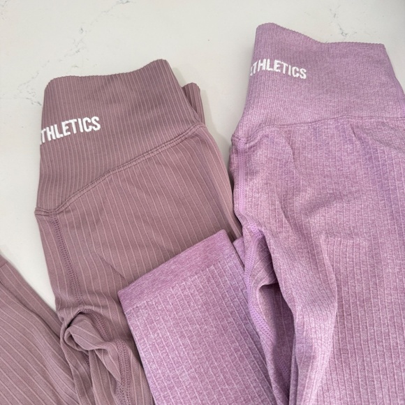 Royal Athletic Lilac Pink Purple Ribbed Leggings - Picture 5 of 5